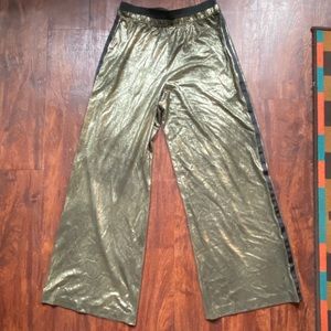 Free People - gold wide leg track pant